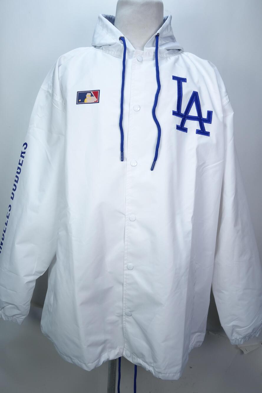 Los Angeles Dodgers Jacket Mens 3XL White MLB Baseball Mitchell & Ness Hooded